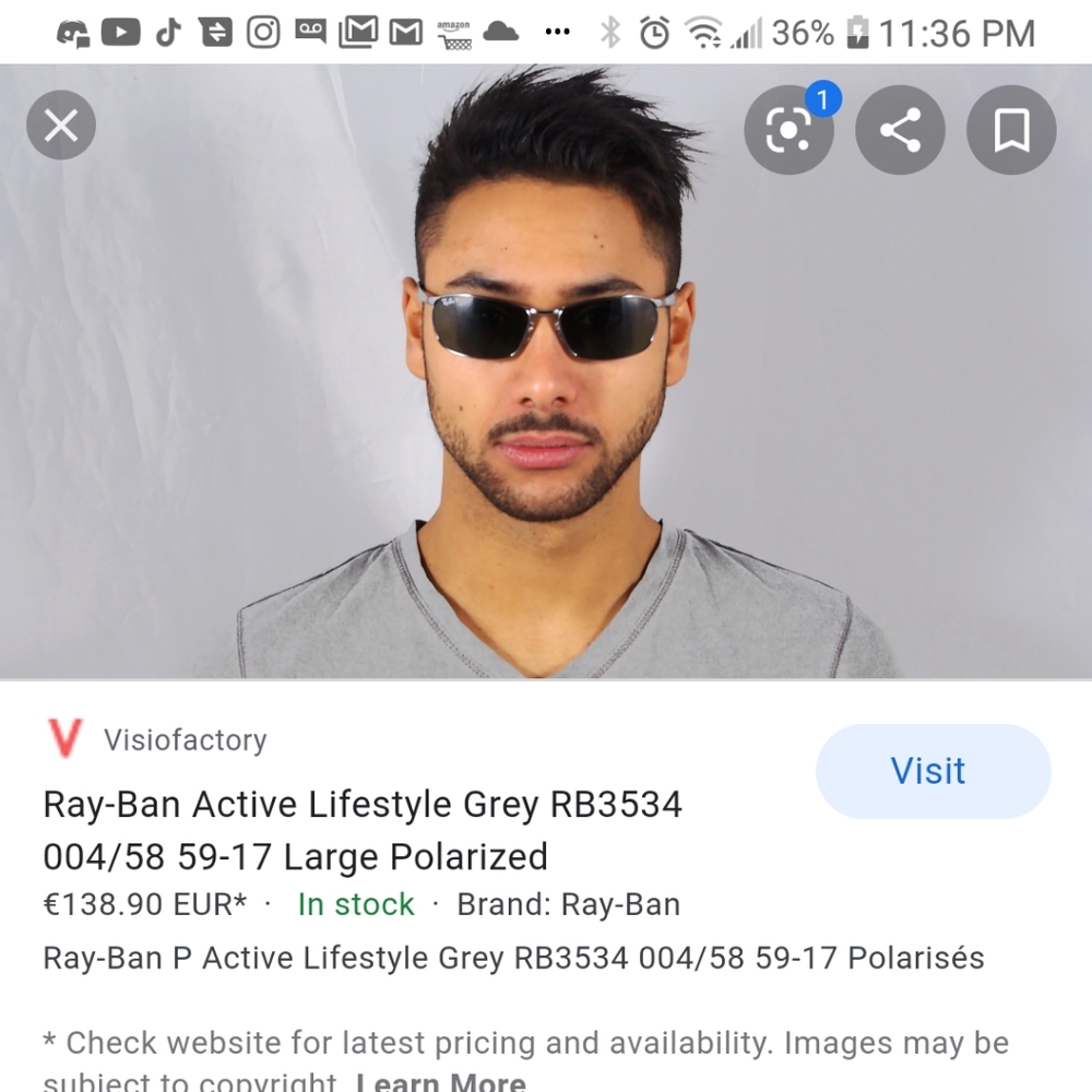 Not selling in search for new or used rayban3534